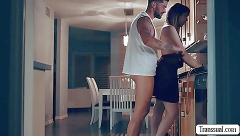 Brunette in a step fantasy gets fucked and has a handjob