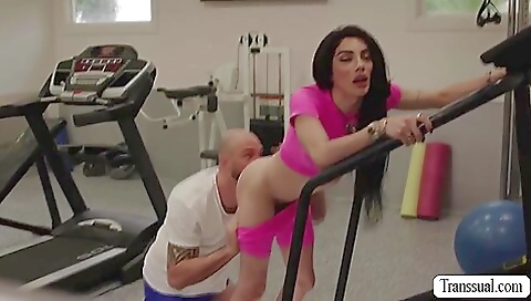 Busty brunette 18+ takes cock in her asshole and licks it